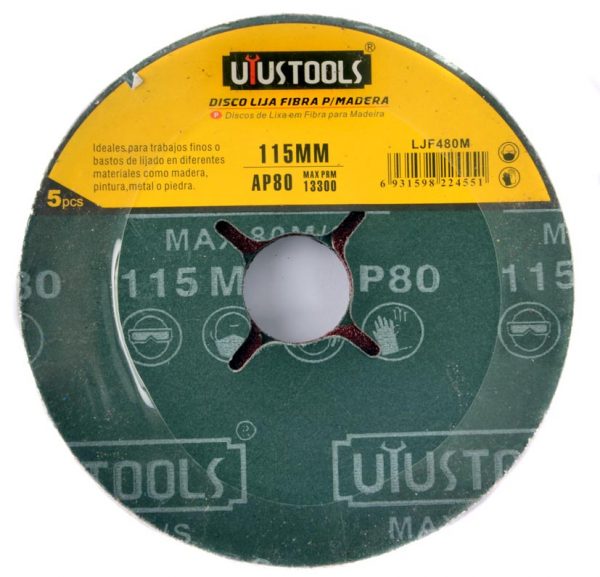 DISCO LIJA FIBRA MADERA G80 5 pcs | UYUSTOOLS
