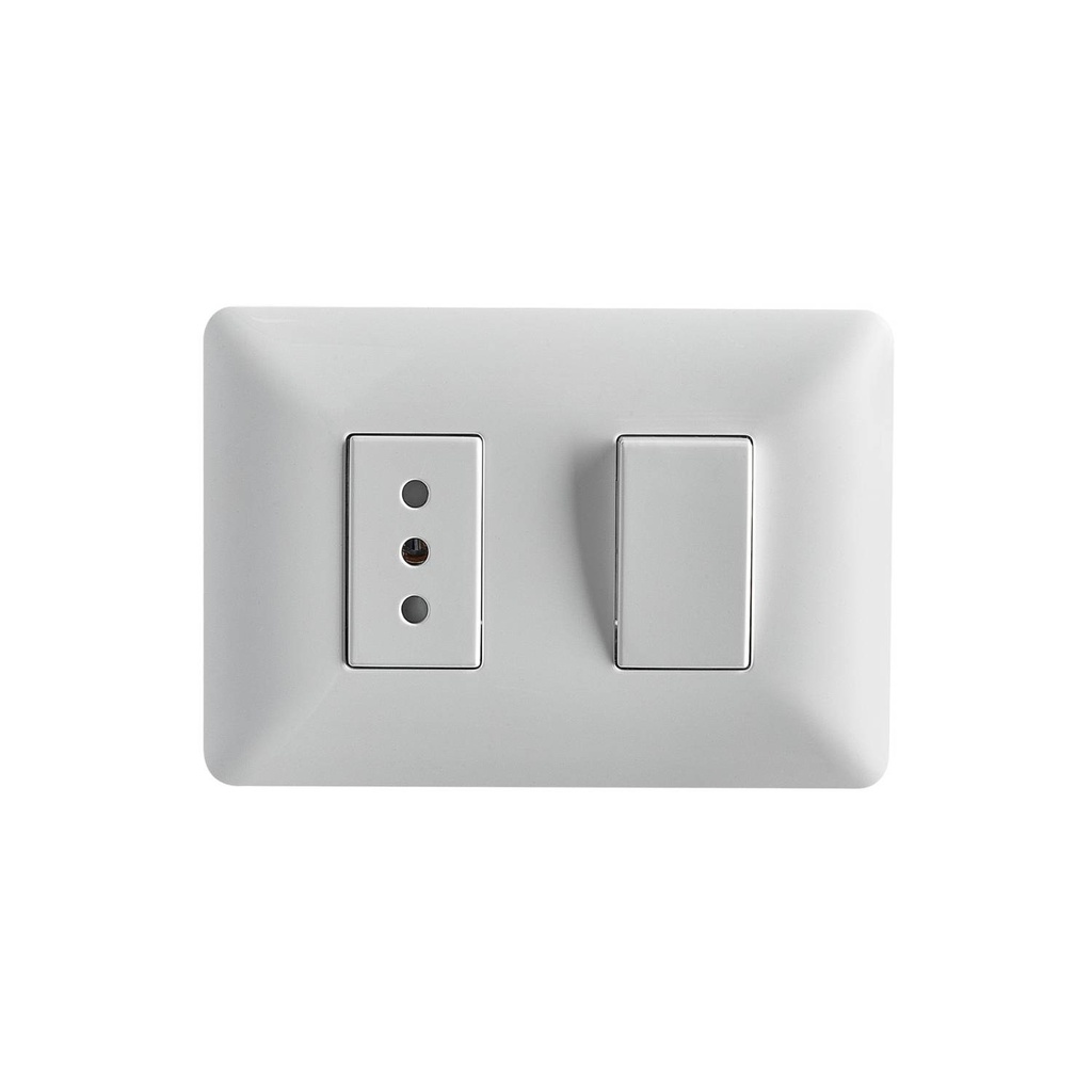 INTERRUPTOR EMB. SIMPLE+ENCHUFE 10-16A Blanco
