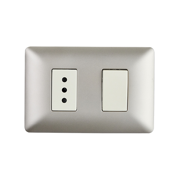 INTERRUPTOR EMB. SIMPLE+ENCHUFE 10-16A Champagne