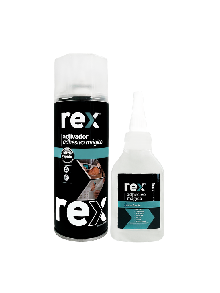 Rex Adhesivo Magico, Frasco 100 gr - Spray 400 ml 