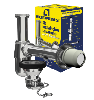 KIT SIFON LAVATORIO METAL C/DESAGUE CROMADO