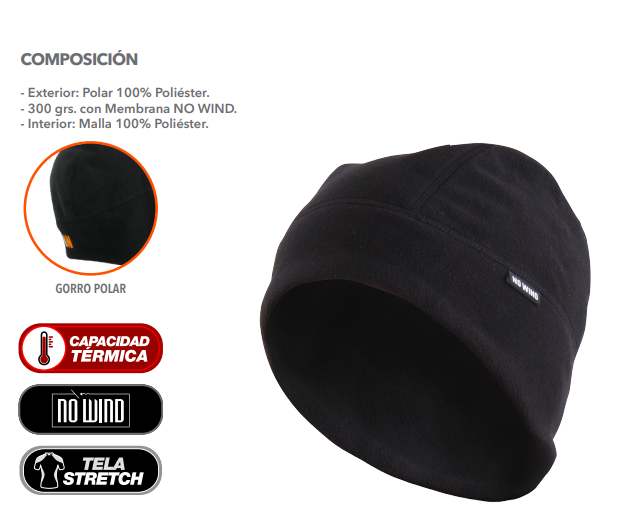GORRO NO WIND T/U NEGRO