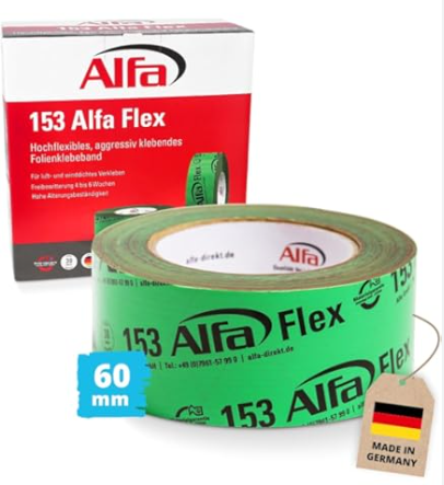 CINTA ADHESIVA IMPEMEABLE 60mmX25M ALFA FLEX 153
