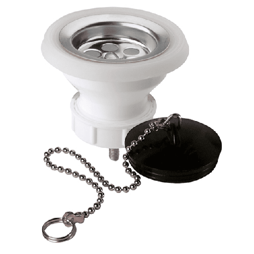 [GYADL -648] DESAGUE LAVAPLATOS PLASTICO REJ/INOX TAPON Y CADENA 1 1/2 in