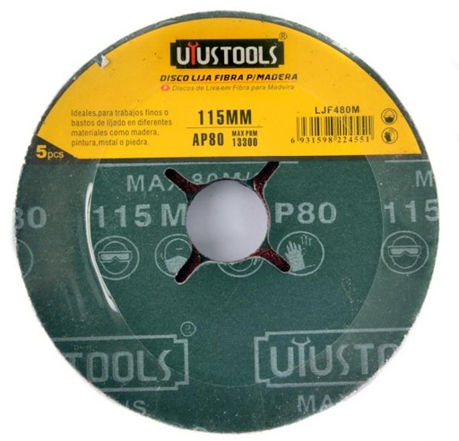 [ABRDL-1700] DISCO LIJA FIBRA MADERA G80 5 pcs | UYUSTOOLS