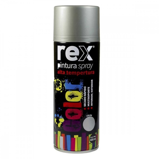 [HMEESM-00300] ESMALTE SPRAY ALTA TEMPERATURA  Aluminio 400 ml | REX