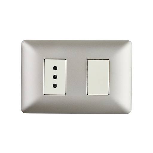 [FEREEP-0012] INTERRUPTOR EMB. SIMPLE+ENCHUFE 10-16A Champagne | STANFORD