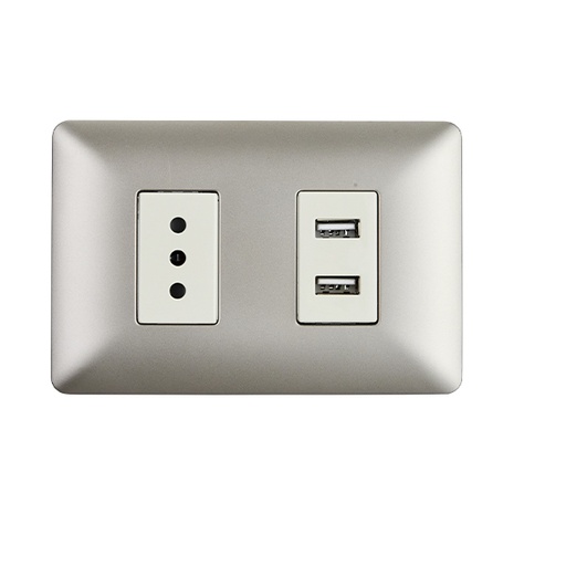 [FEREEP-0017] ENCHUFE EMB. SIMPLE + TOMA USB 10A Champagne | STANFORD