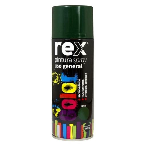 [REX-0087] Rex Pintura Spray General, Verde Oscuro, 400 ml