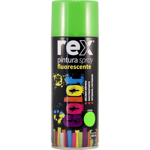 [REX-0099] Rex Pintura Spray Fluorescente, Verde, 400 ml