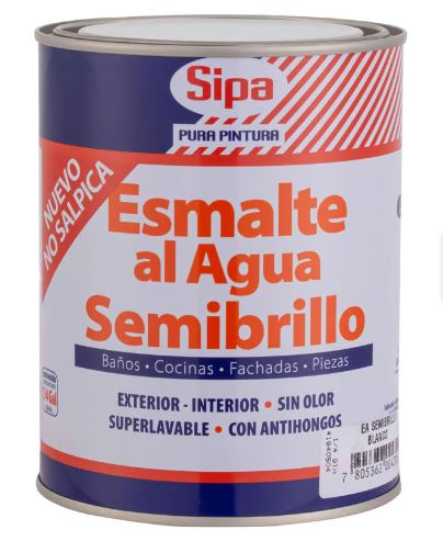 [PYCEAA-0120] ESMALTE AL AGUA SEMI-B BLANCO SIPA 1/4 GL
